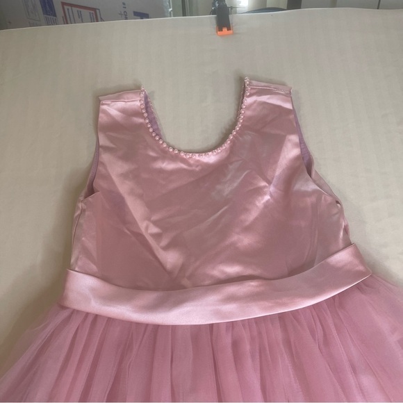NNJXD Pink Flower Girl Formal Dress Zipper Closure Size Tab 160 Age 11-12 years - Picture 3 of 13